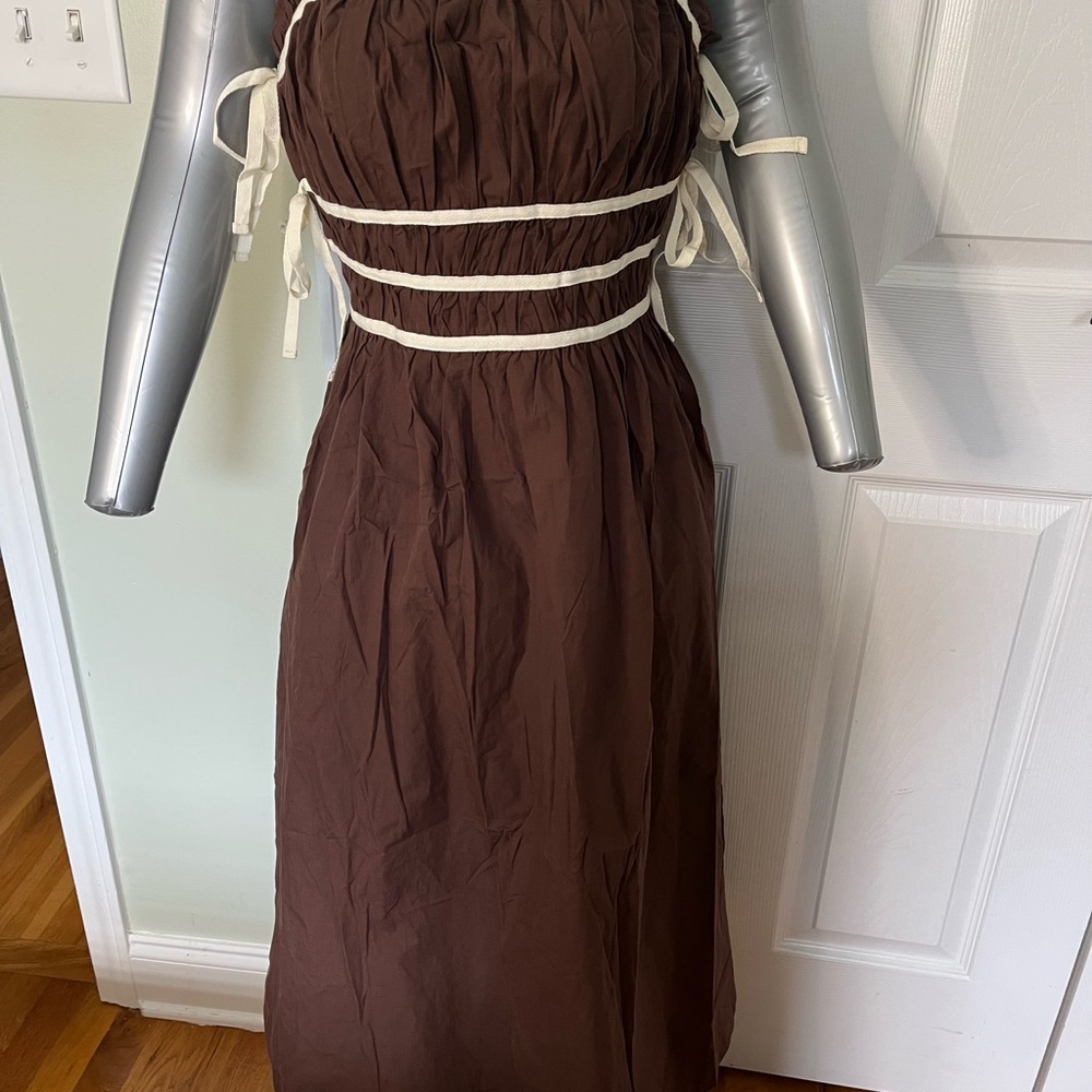 Elegant Brown Halter Dress
